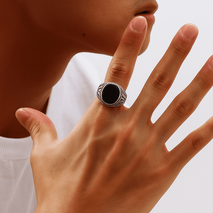 Vintage Onyx Signet - LUCIAN